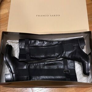 Franco Sarto Black Tall Buckle Boots